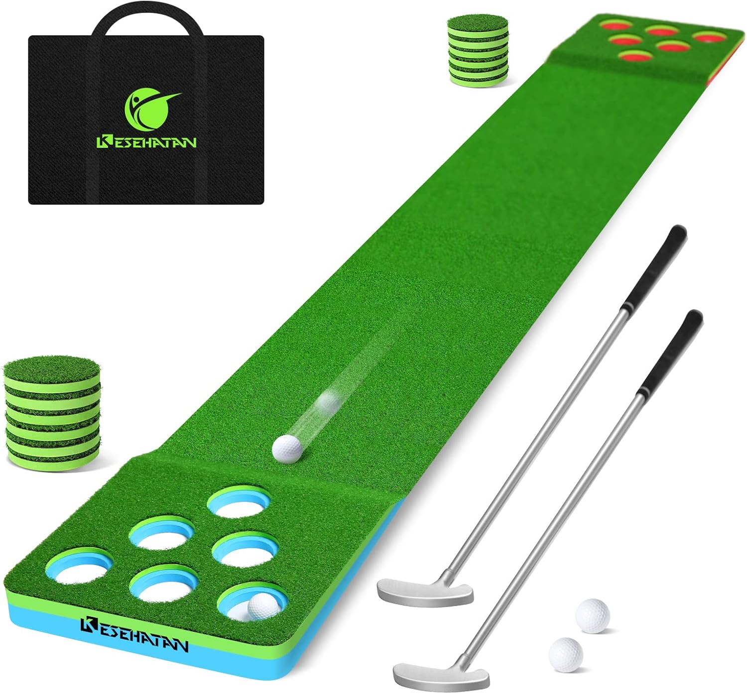 Kesehatan Golf Pong Game Set with 11.5' Putting Green Mat