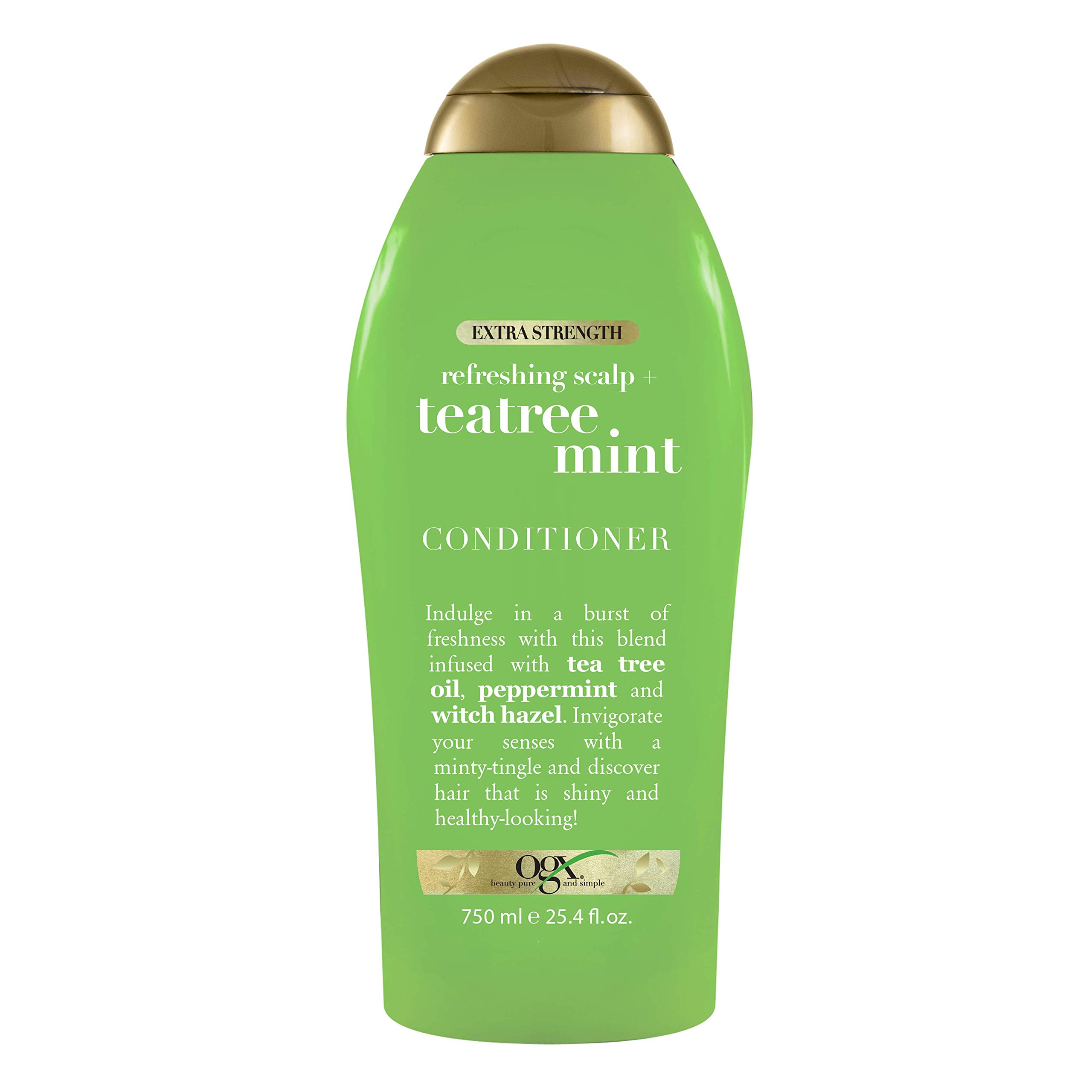 OGXExtra Strength Refreshing Scalp + Teatree Mint Conditioner, Invigorating Conditioner with Tea Tree & Peppermint Oil & Witch Hazel, Paraben-Free, Sulfate-Free Surfactants, 25.4 Fl Oz