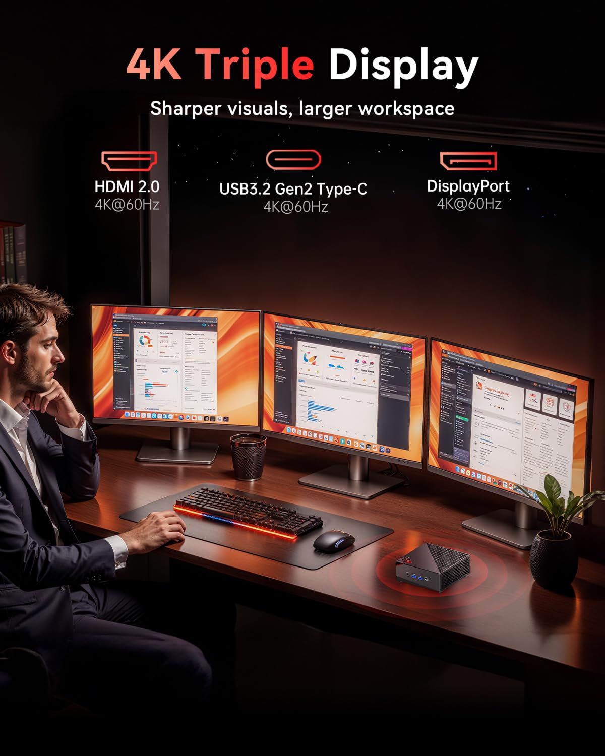 NiPoGi AM06 PRO Mini PC АMD Ryzen 7 7730U(Besser als i7-1255U/R5 5730U, 8C/16T, bis zu 4,5 GHz), 32 GB DDR4 1 TB M.2 SSD Mini Desktop Computer W-11 Pro für Büro/Schule, Dual-LAN, HDMI, WiFi 6, BT 5.2.