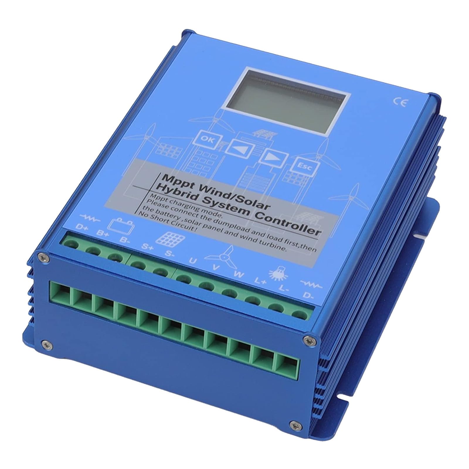 12V Wind-Solar-Hybrid-Laderegler, 14000W LCD-Display, netzunabhängiges Energiemanagement, kompatibel mit Windkraftanlagen und Solarmodulen, effiziente Energielösung