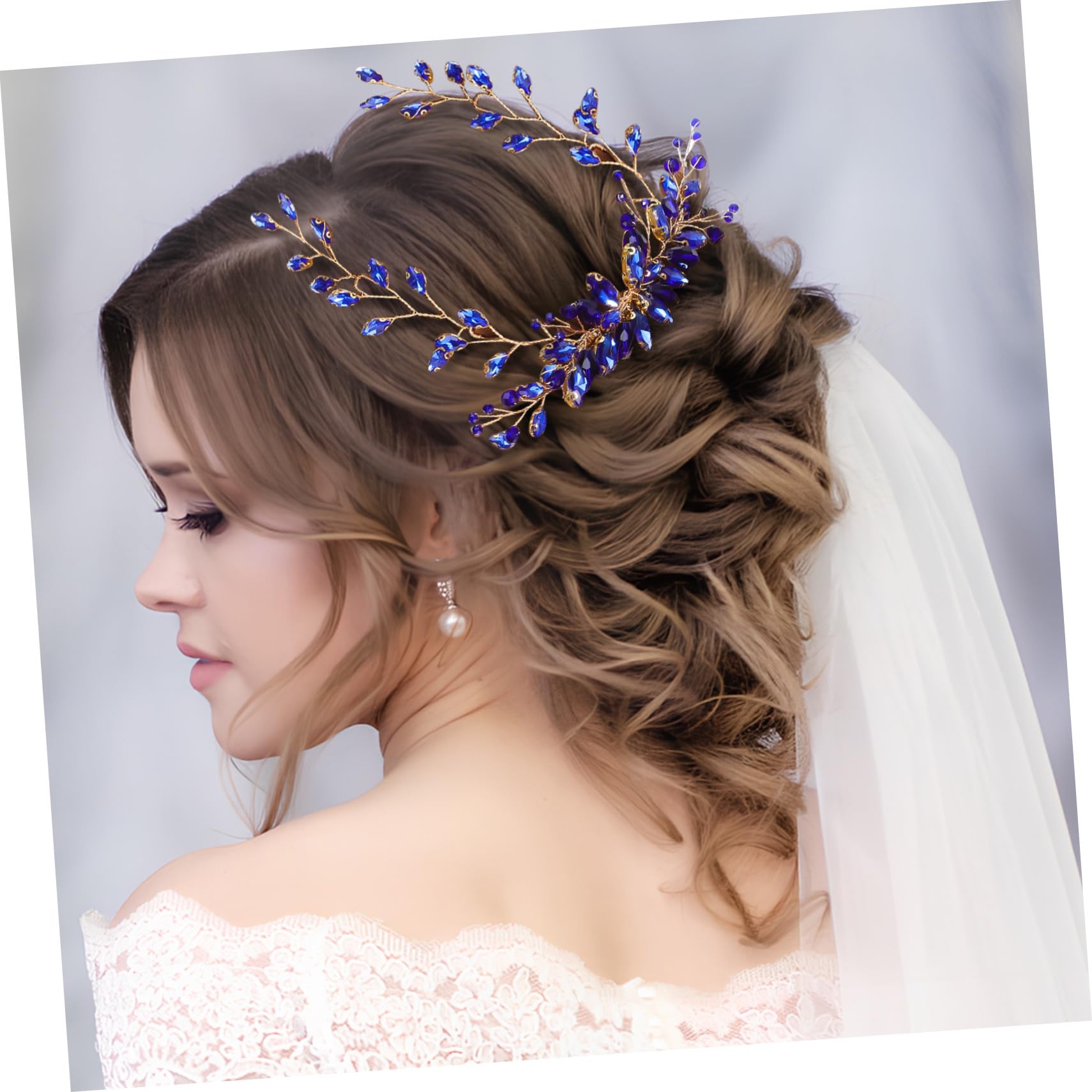 VICASKY 3 Set Pettini per Sposa con Blu Accessori Decorativi Resistenti per Acconciature Nuziali e Party Adatti Tutti i Tipi