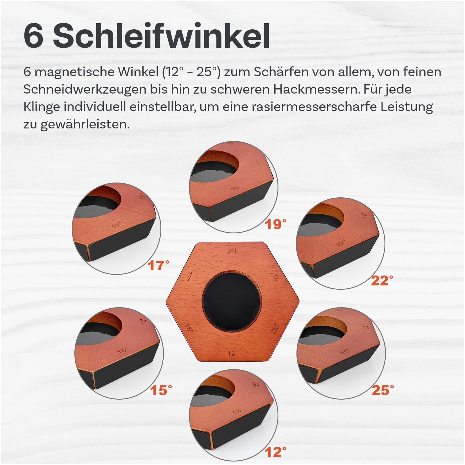 Rollschleifer Messerschärfer von MMOBIEL – 6 Magnetische Schleifwinkeln (12°, 15°, 17°, 19°, 22°, 25°) - Küchenmesserschärfer für Scharfe Messer - Männergeschenke & Geschenke fur Frauen