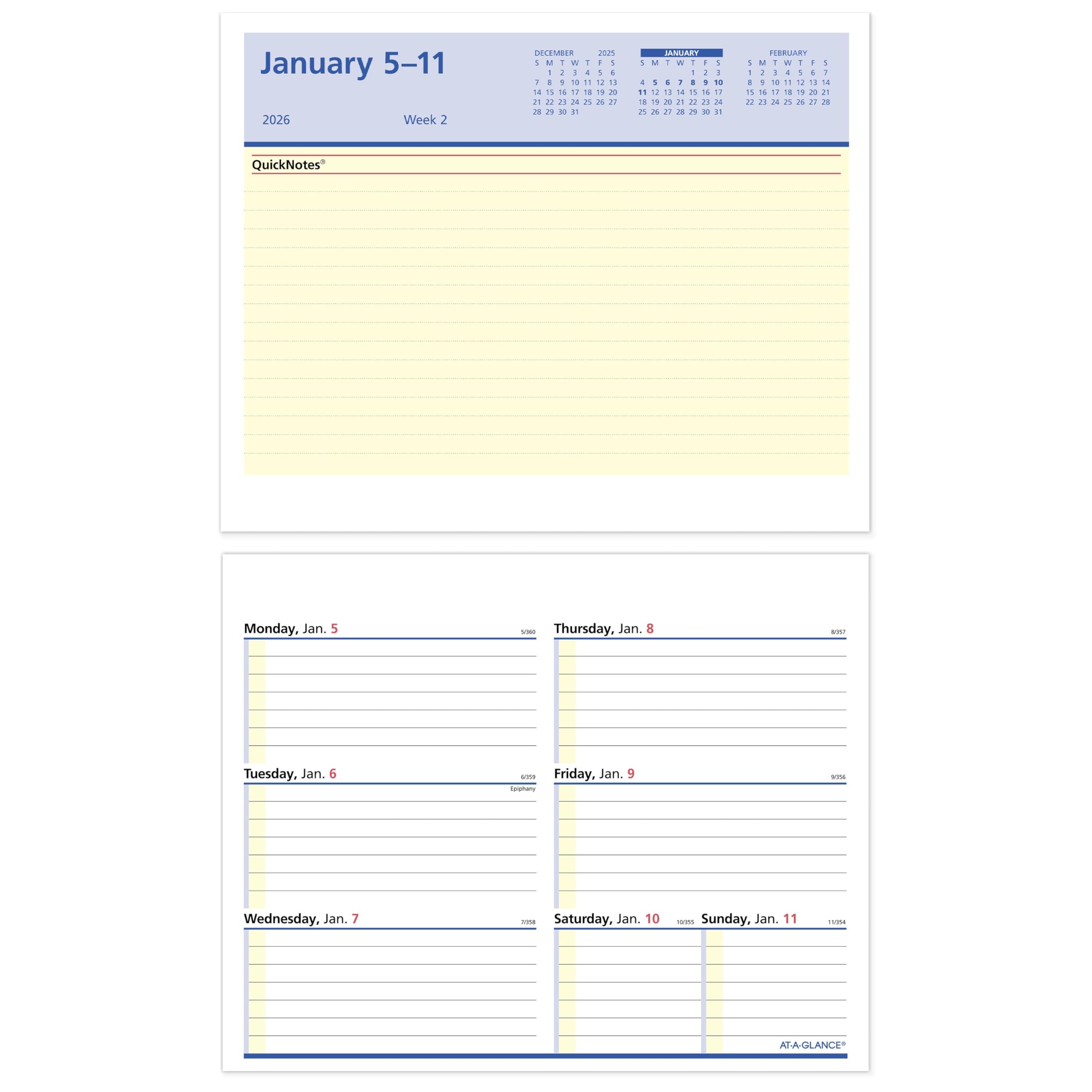 AT-A-GLANCE 2026 Desk Calendar Refill, Weekly, 5-1/2" x 7", Flip-A-Week with QuickNotes (SW7065026)