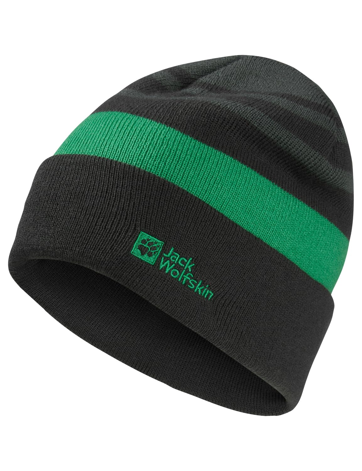 Jack Wolfskin Unisex Kids Slate Green/Mystic Stripy Knit K Beanie Hat