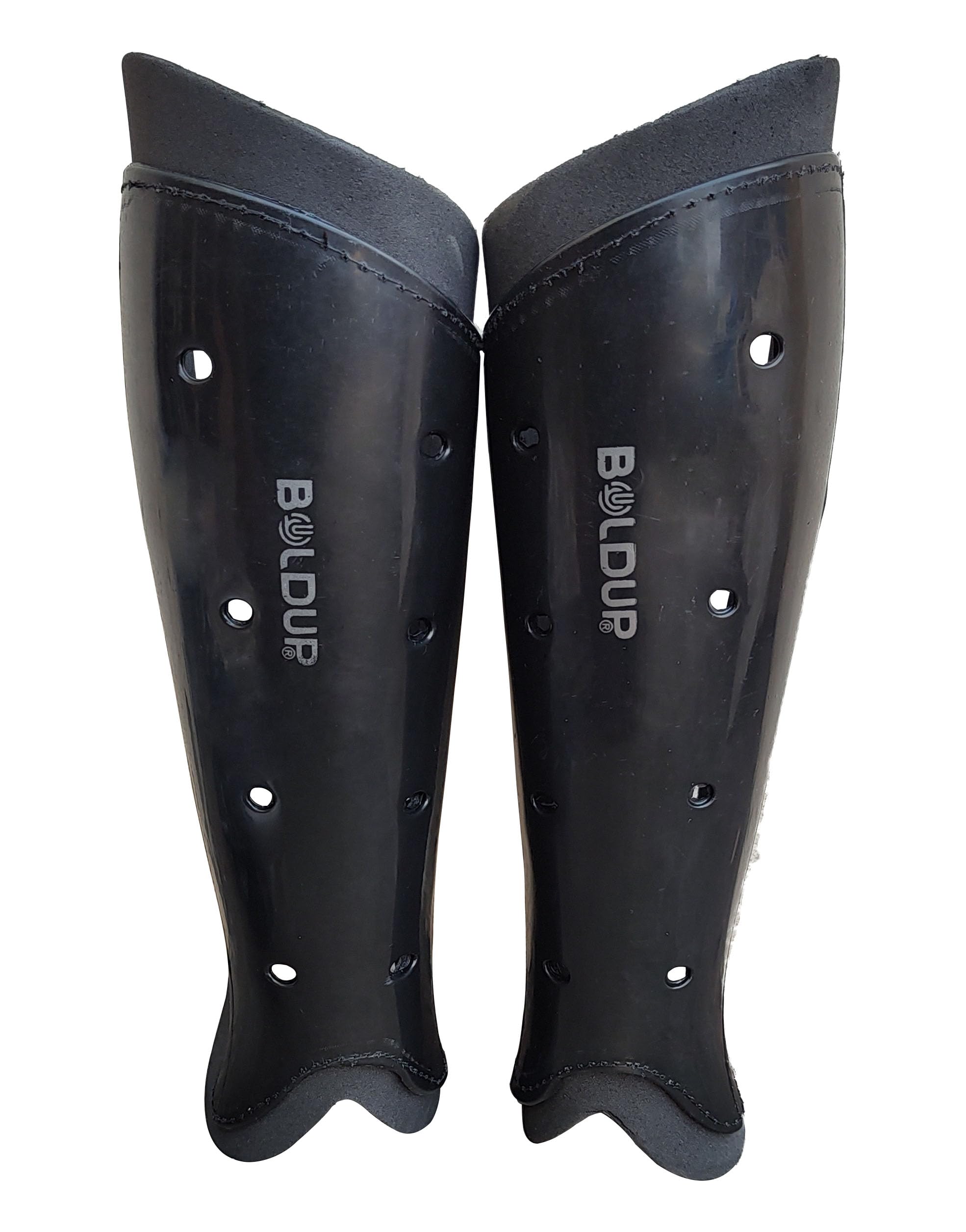 Plastic-Moulded Hockey shinguard Hockey shinguard for Practice and Training Sports Lightweight PVC Shell Stitched (Small Size Black)-image-19