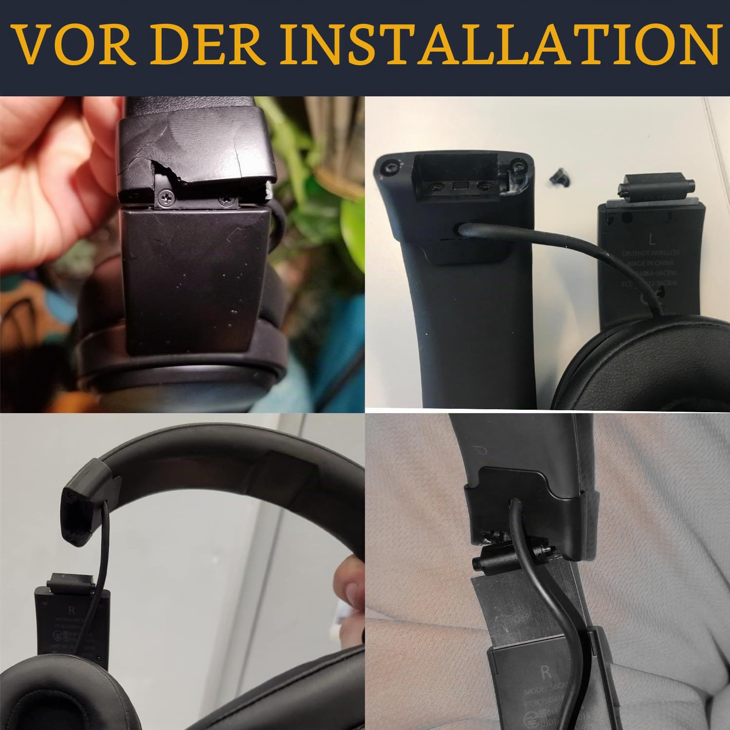 SOULWIT Reparatur Kopfband Headband Seitenver Abdeckung Schieber für Skullcandy Crusher Wireless Kopfhörer, Ersatz Endkappen Reparaturset Zubehör
