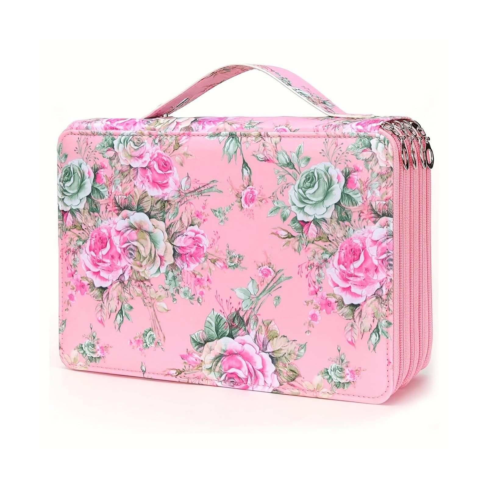 Zzhytang #6 252 Slots Large Capacity Pencil Case, 5-Layer Zipper Pen Organizer Bag, Floral Print Portable Stationery Storage For Colored Pencils, Markers & Art Supplies(#6)