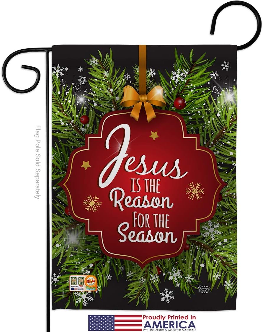 Jesus is the Reason for Season Garden Flag - Nativity Winter Three King Religious Holy Family Wintertime Christian - House Decoration Banner Small Yard Gift Double-Sided Made In USA 13 X 18.5 - Image 2