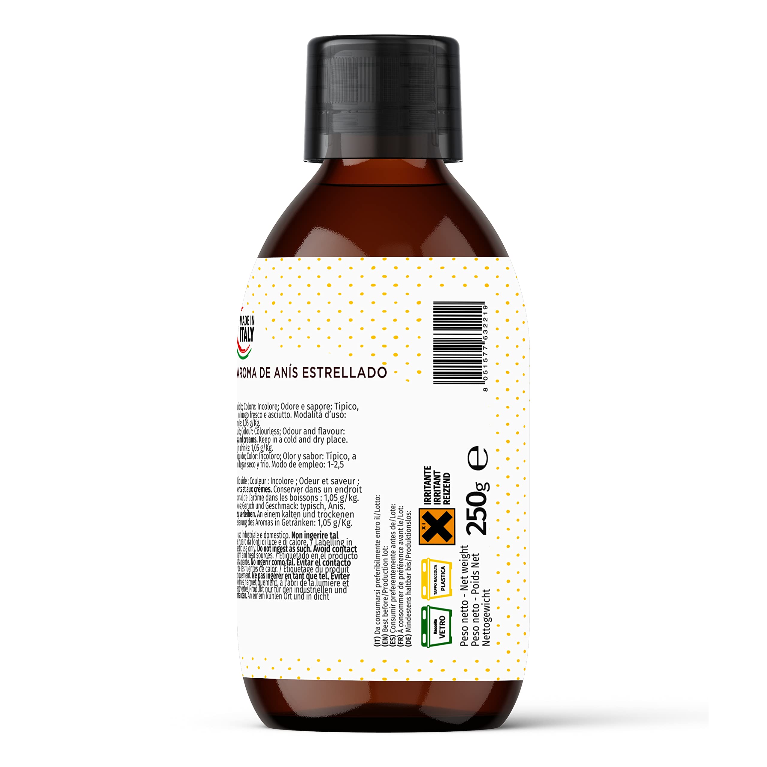Esencia de Sustancia Aromatizante de Anís Estrellado para Helados Masa Pastel Libre de Alérgenos y OGM 250gr