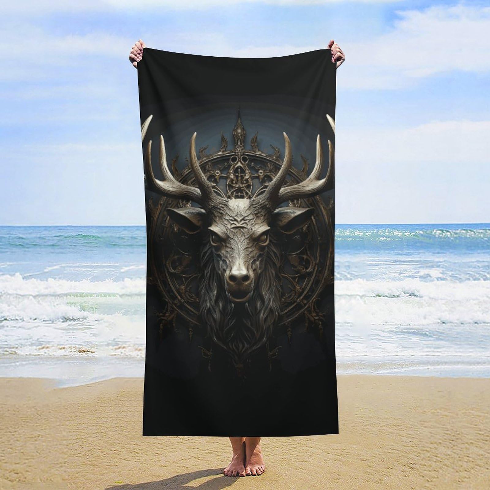 NTVOWPZO Antlers Beach Towel Oversized Microfiber Bath Towels Lightweight Sand Proof Beach Towels Absorbent Pool Towels for Swimming Yoga Bathroom Towel 31.5" X 63"