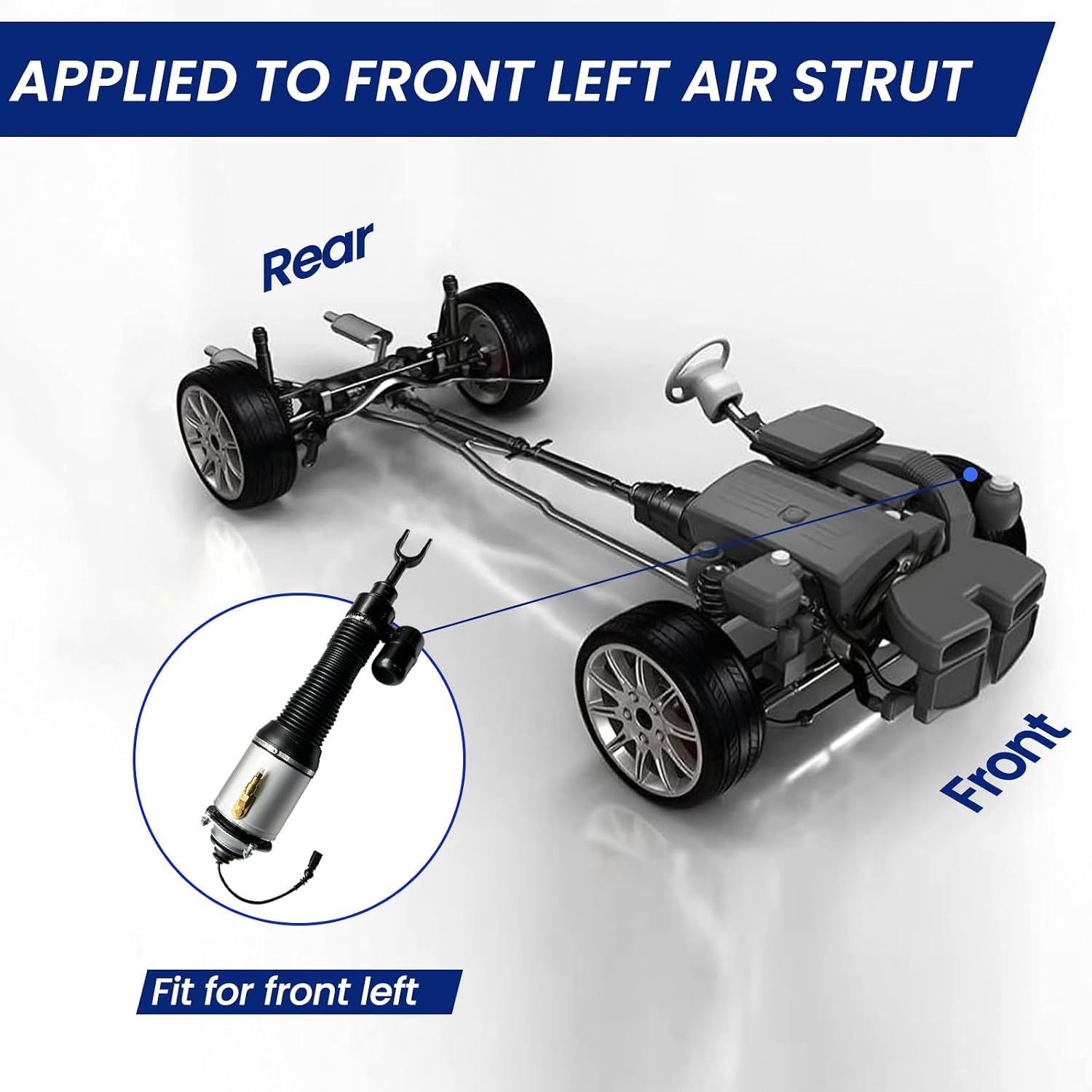 Front Left Air Strut Suspension Replacement for 03-17 Bentley Continental GT/Flying Spur, 04-06 Volkswagen Phaeton OEM Replace Number 3W0616039M, 3W8616039K