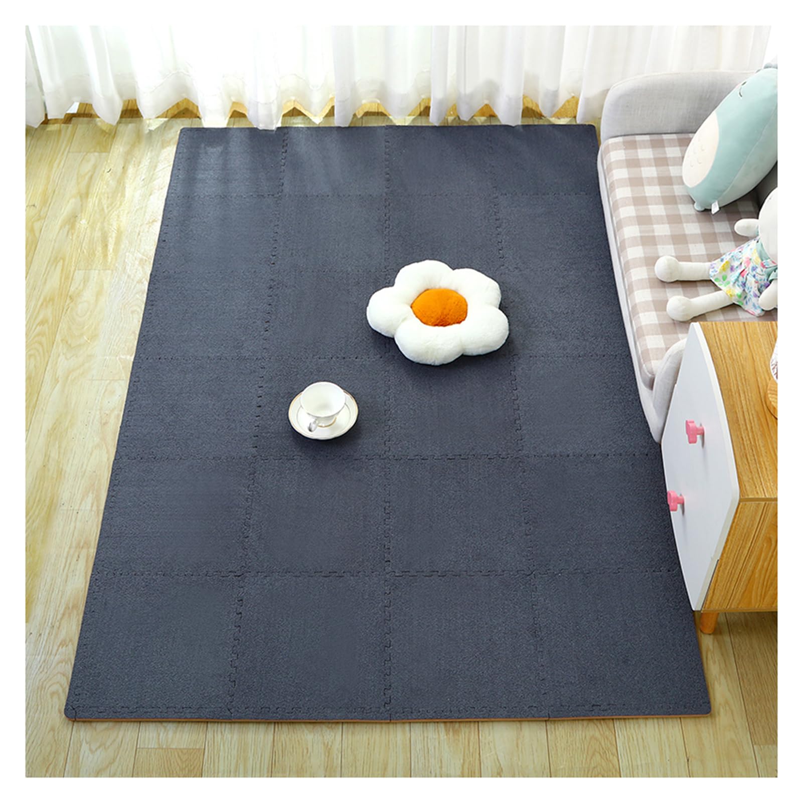 Tapis puzzle lavable en peluche pour une salle de jeux sécurisée, dalles de moquette douces