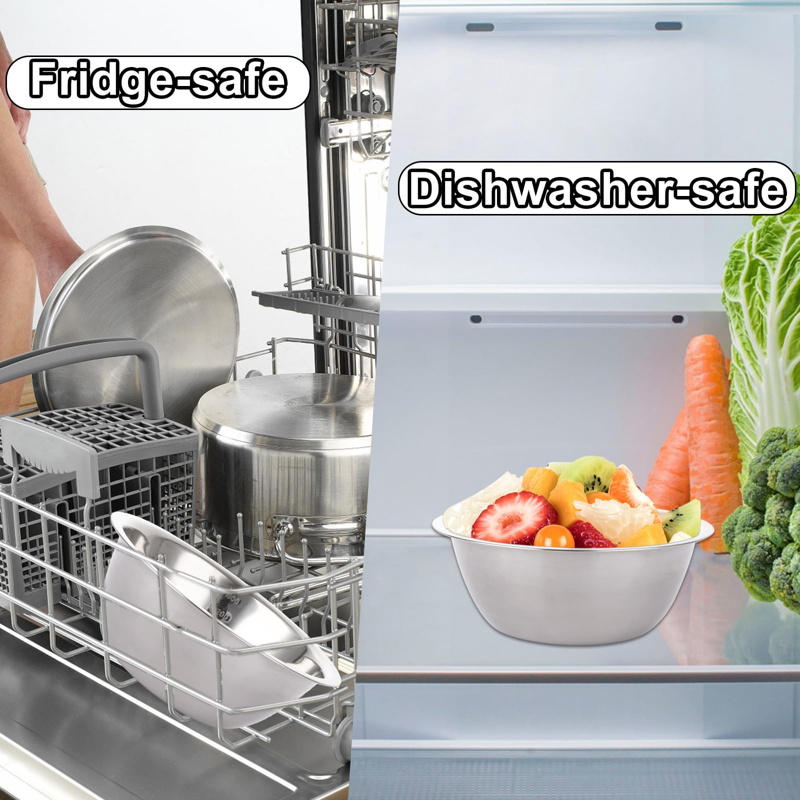 5 cuencos de acero inoxidable para hornear, cuencos de metal con marcado de medición, juego de cuencos para mezclar para cocina, preparación, apto para lavavajillas (0,58 L, 0,9 L, 1,6 L, 2,05