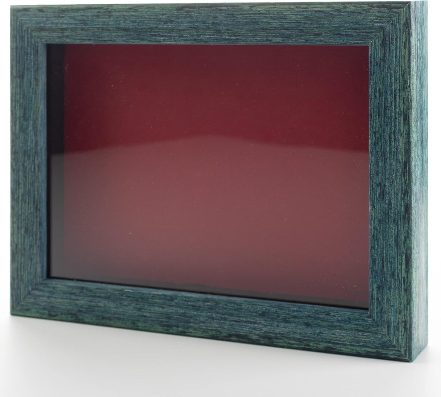 Rustic Blue 13x13 Shadow Box Solid Wood Display Frame with Red Acid-Free Backing UV Acrylic & Hanging Hardware | 3/4" Usable Depth