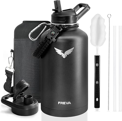 Miniatura 9 de Botella de agua aislada de 64 onzas, de triple capa/al vacío de acero inoxidable (fría durante 48 horas), jarra de agua grande de medio galón con