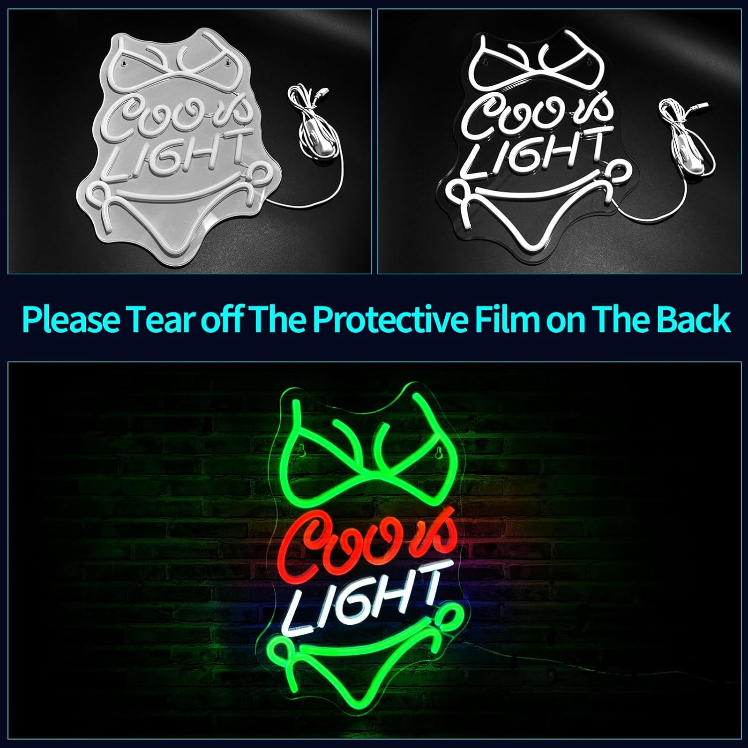 Crs Light Neon Signs for Wall Decor Beer Bar Signs for Man Cave Decor Green LED Neon Sign for Room Neon Light Sign for Wall Decor Birthday Party USB Powered