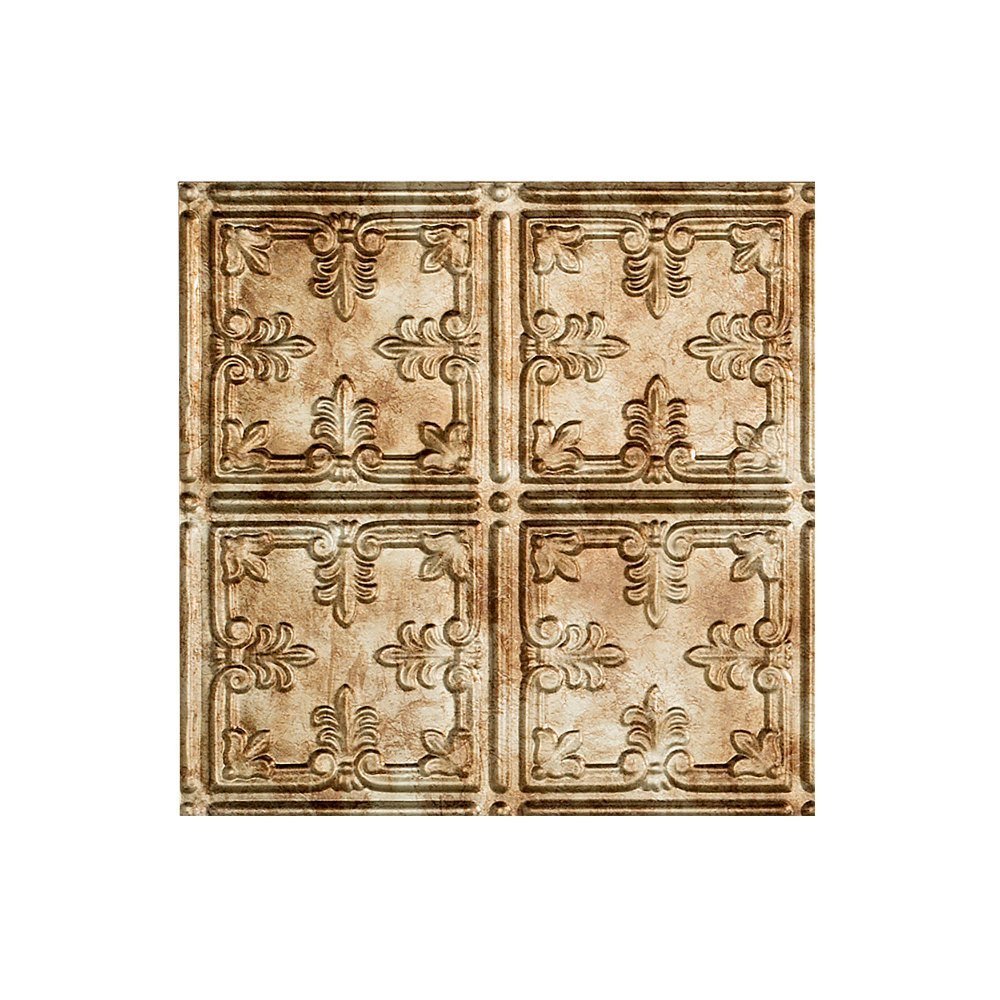 FASÄDE Traditional Style/Pattern 10 Decorative Vinyl Glue Up Ceiling Panel in Bermuda Bronze (12X12 Inch Sample)