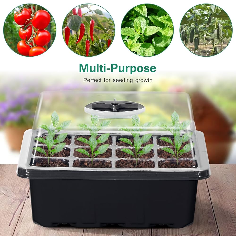 Kit Semenzaio Ulikey 10 Pezzi - Con Vasi Biodegradabili, Cupole, Etichette, Per Orto Domestico, Verde