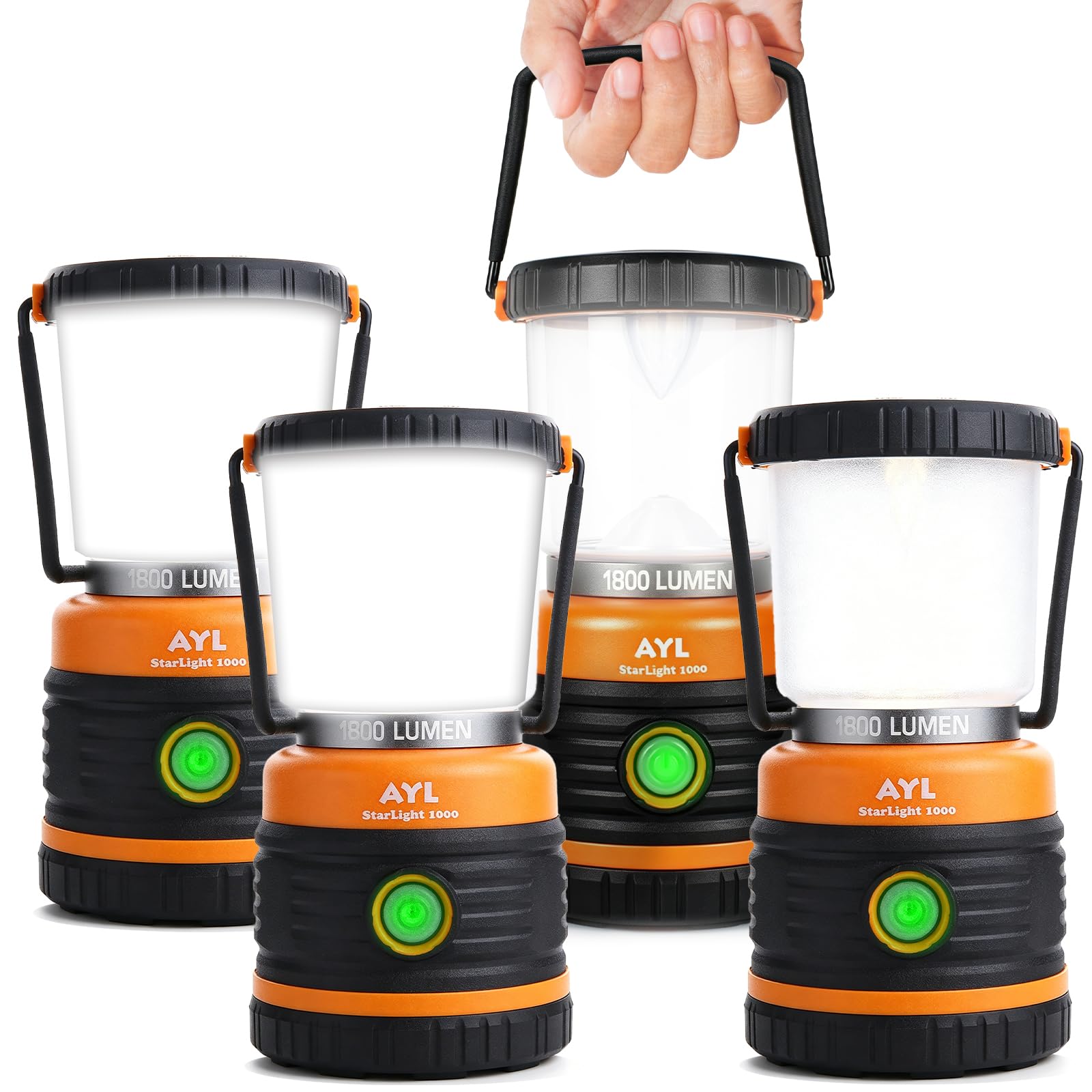 AYL Linterna LED para camping, funciona con pilas, 1800 lm, 4 modos de luces de camping, linterna perfecta para huracán, luz de emergencia, tormenta, cortes de energía, kits de supervivencia