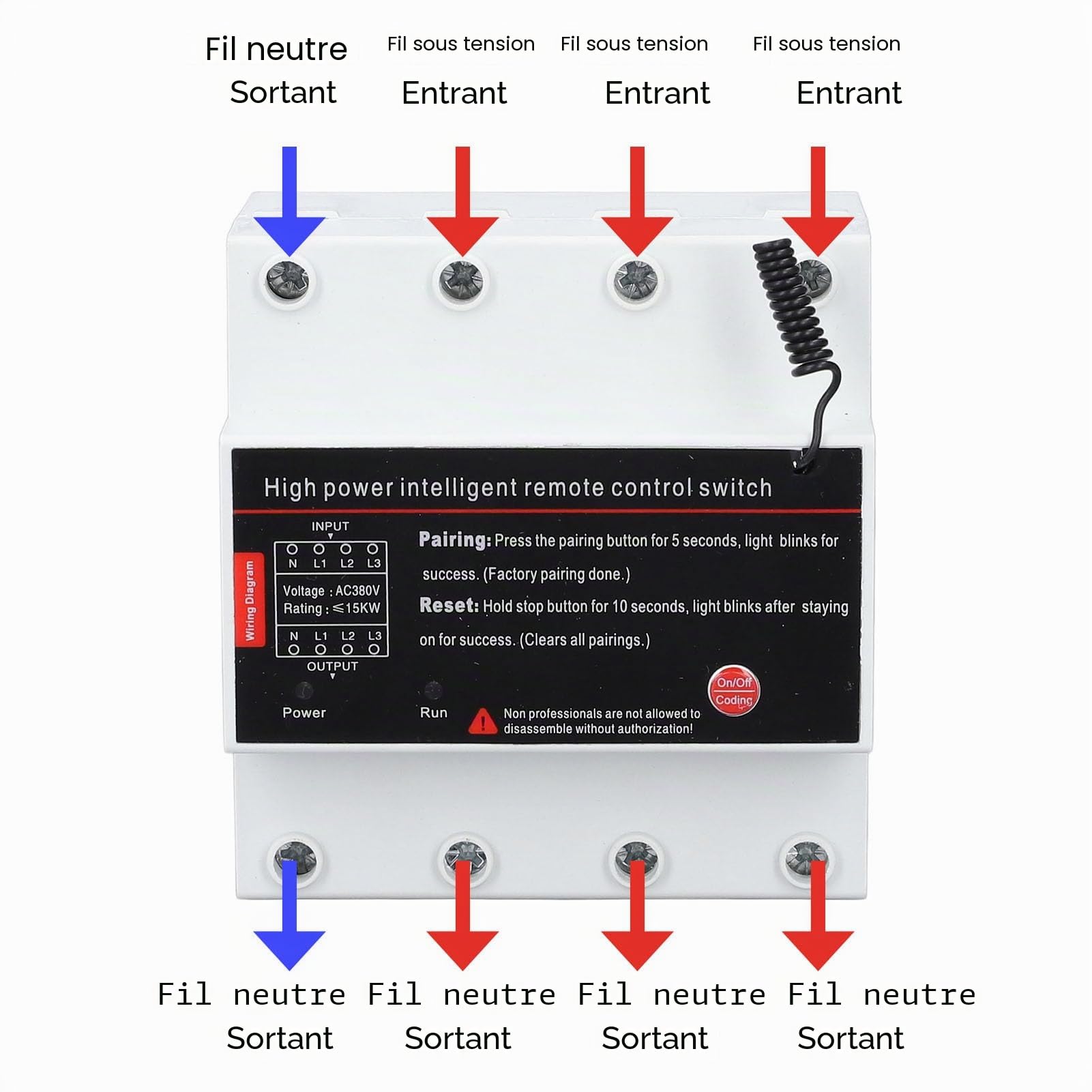 Interrupteur de Commande à Distance triphasé, Interrupteur D'alimentation Intelligent, Longue Distance de 3KM, pour Moteur de Pompe, Porte de Garage, AC380V