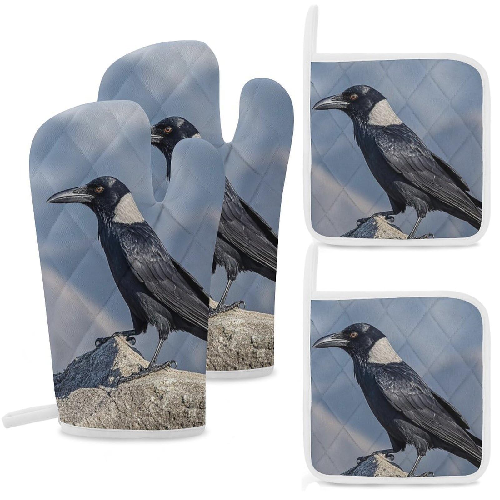 Gants de cuisine résistants à la chaleur lot de 4 maniques oiseaux pour manipuler les plats