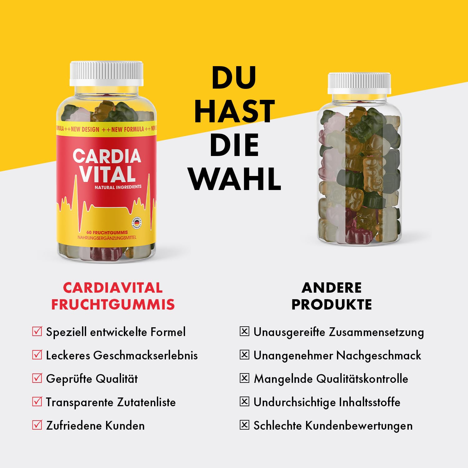 Cardiavital Fruchtgummies | Ideal begleitend für dein Ziel | für Männer & Frauen | Inhalt 60 Gummies