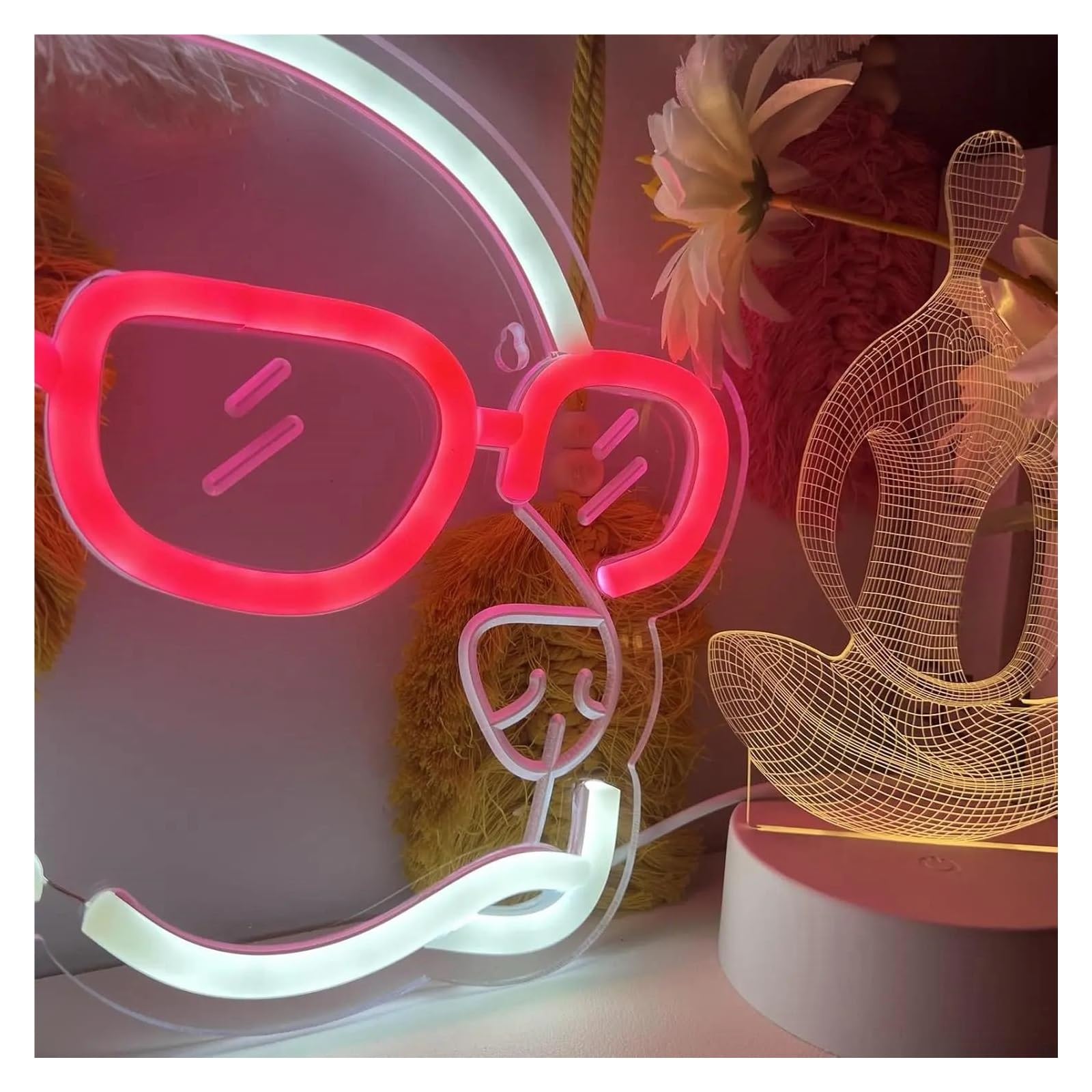Luz de Diseño de Digital Lámpara De Neón Con Luz LED Regulable Con Forma De Husky Para Pared, Club De Fiestas, Tienda De Mascotas, Decoración De Habitación De Niños 24,3CmX30Cm