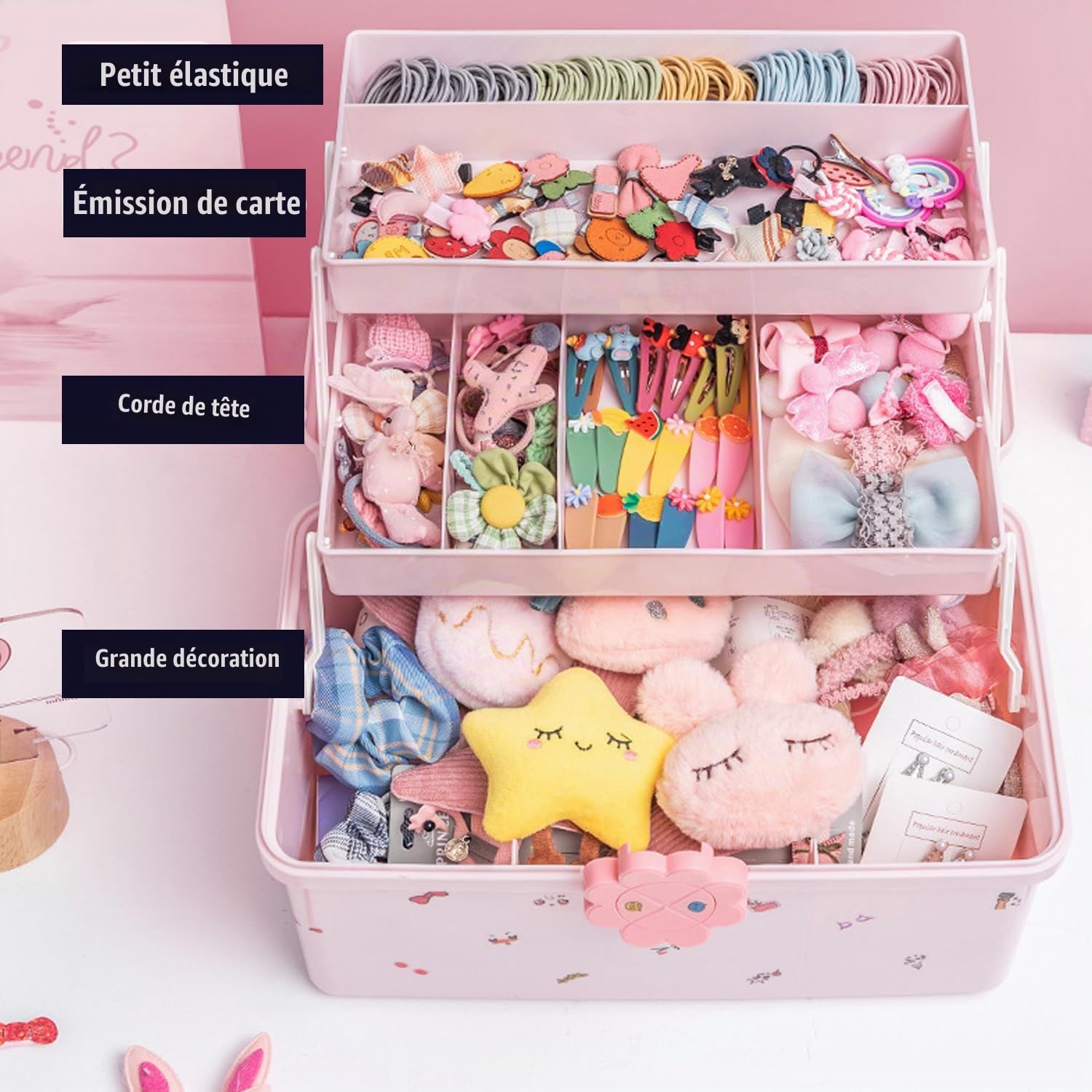 Organisateur d'Accessoires Pour Cheveux, Accessoires Cheveux Pour Filles Étui, Boîte à Bijoux Pour Bandeaux De Cheveux, Organiseur Pour Chouchous à Cheveux pour Accessoires De Cheveux, Maquillage