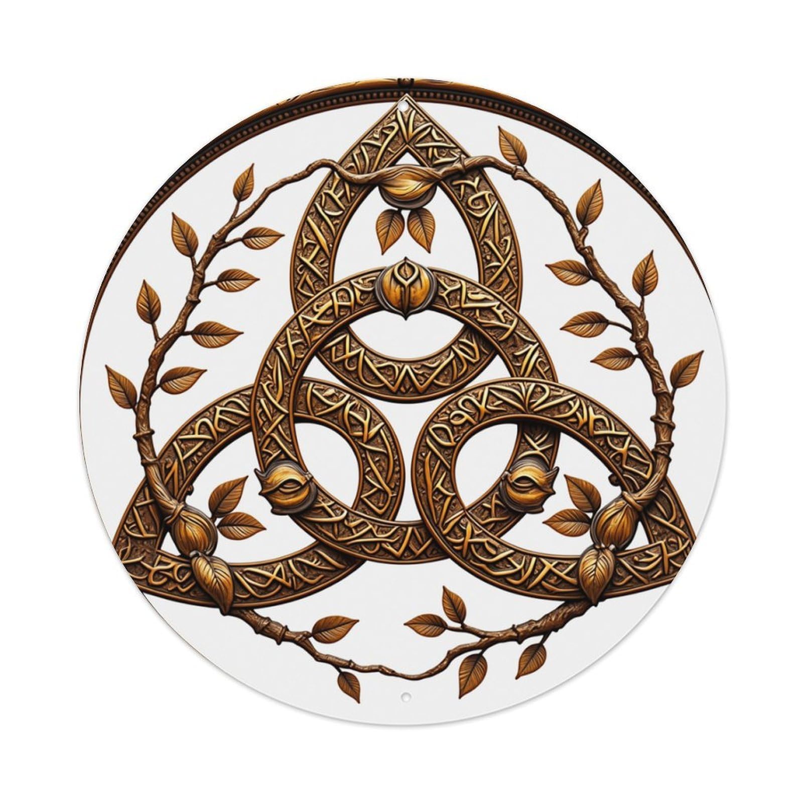 Celtic Knot Tree Branches Circle Retro Metal Sign Round Tin Sign, Vintage Decor Art Poster for Bar, Home, Man Cave, Kitchen, Laundry Room Gift 8x8Inch