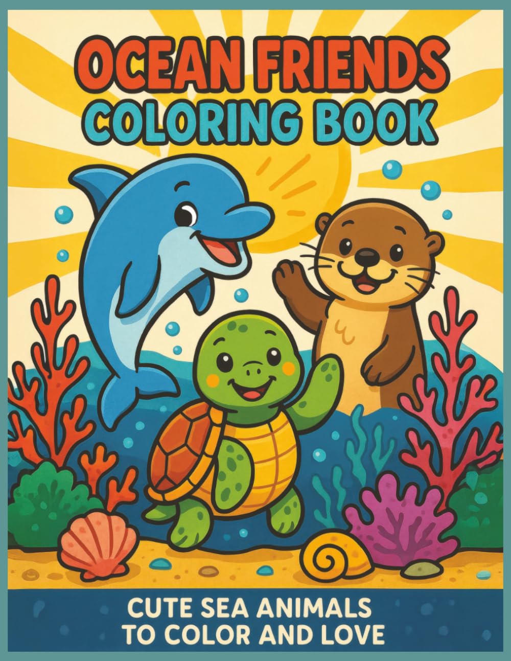 Ocean Friends Coloring Book: Cute Sea Animals to Color and Love