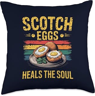 Scotch Eggs Heals The Soul Funny Vintage British Foodie Throw Pillow