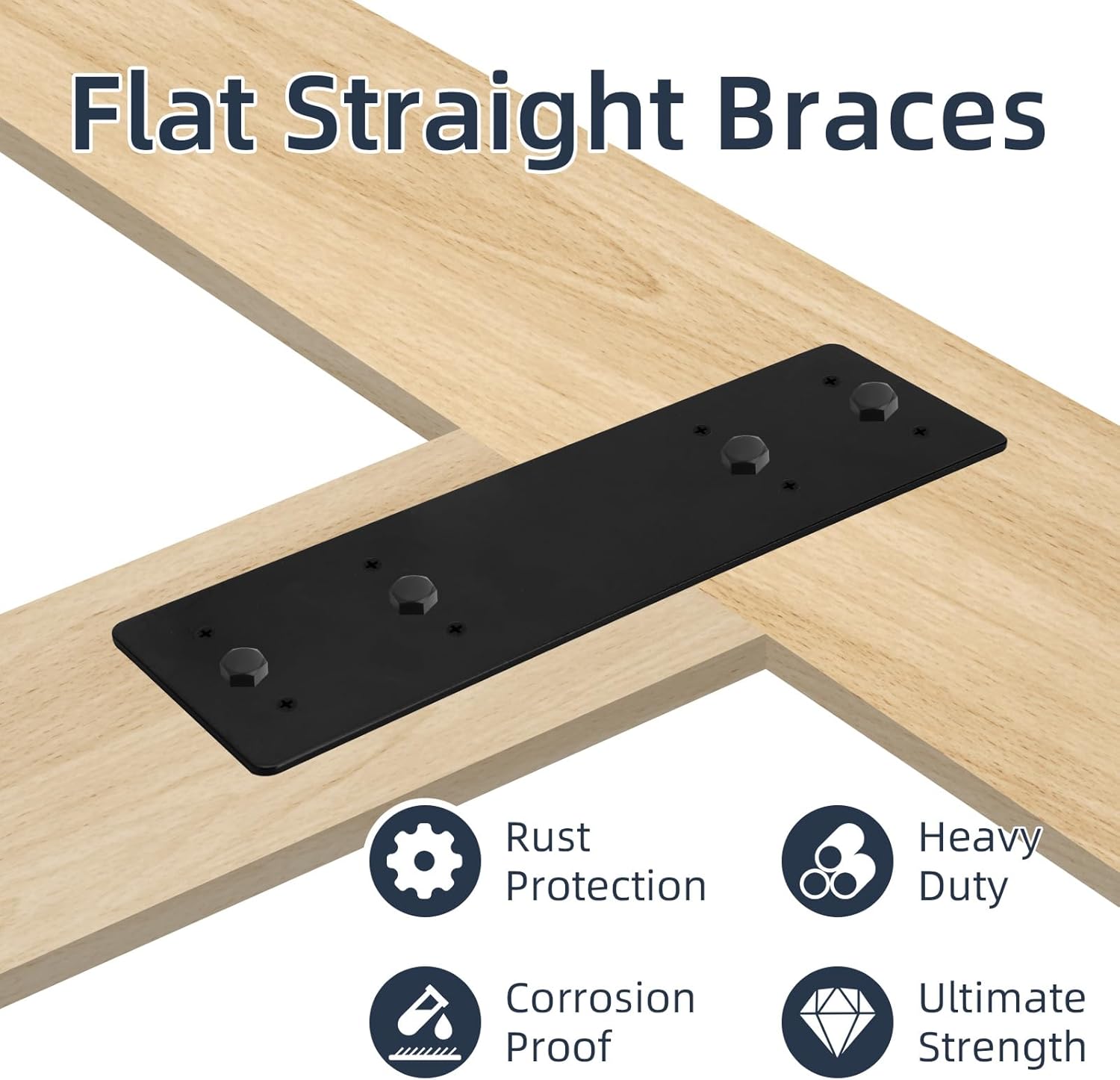 4Pcs Straight Steel Flat Plate, 10" X 3" Heavy Duty Mending Plate, Joining Brackets, Repair Joining Fixing Brace with 2 Sets of Screws Fit 4x4,6x6 Lumber