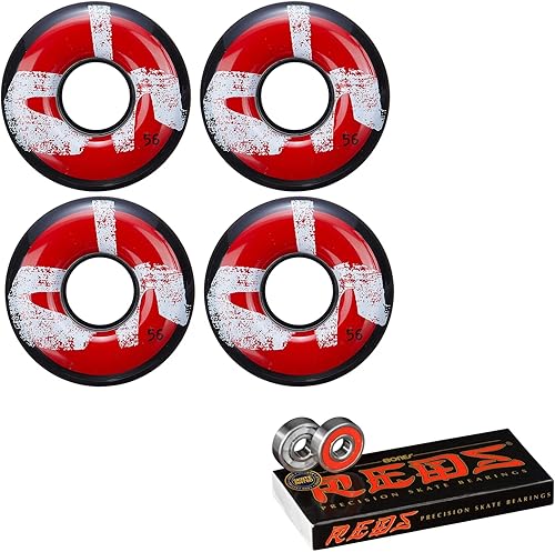 Miniatura 1 de Ruedas de patineta de chocolate de 2.205 in 80A Chunk Cruiser negro suave con rodamientos de huesos rojos