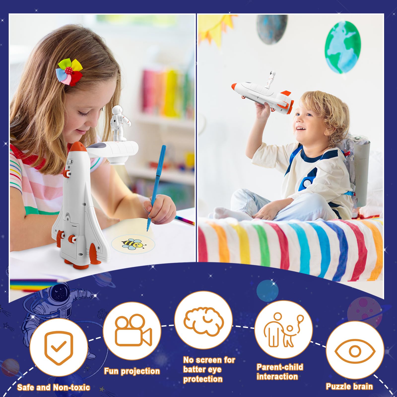 Tavolo Proiettore Da Disegno Per Bambini 3+ Anni: Con Luce, Musica E 3 Dischi Da 8 Modelli