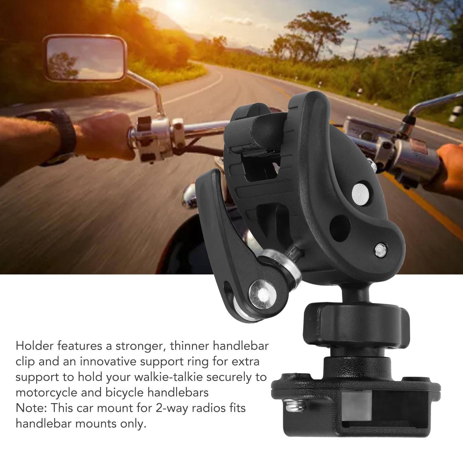Supporto Per Walkie-talkie Per Moto, Radio Bidirezionale Per Bici, Supporto Per Bici, Morsetto Radio Portatile Regolabile Per Radio Bidirezionale, Nero