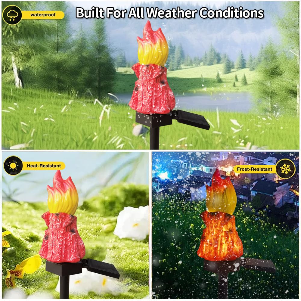 YZYOE Solar Powered Red Bonfires Lights, Garden Decorative Resin Cute Red Torch Ground lamp - Image 3