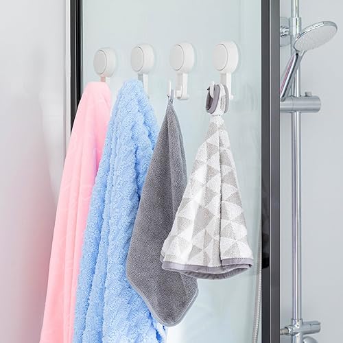 Miniatura 7 de Ganchos de ventosa, paquete de 4 ganchos de pared blancos sin perforación y extraíbles de 1 segundo, ganchos de succión resistentes para máxima