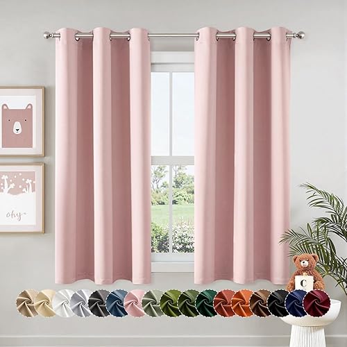 MIULEE Baby Pink Blackout Curtains for Girls Bedroom Living Room