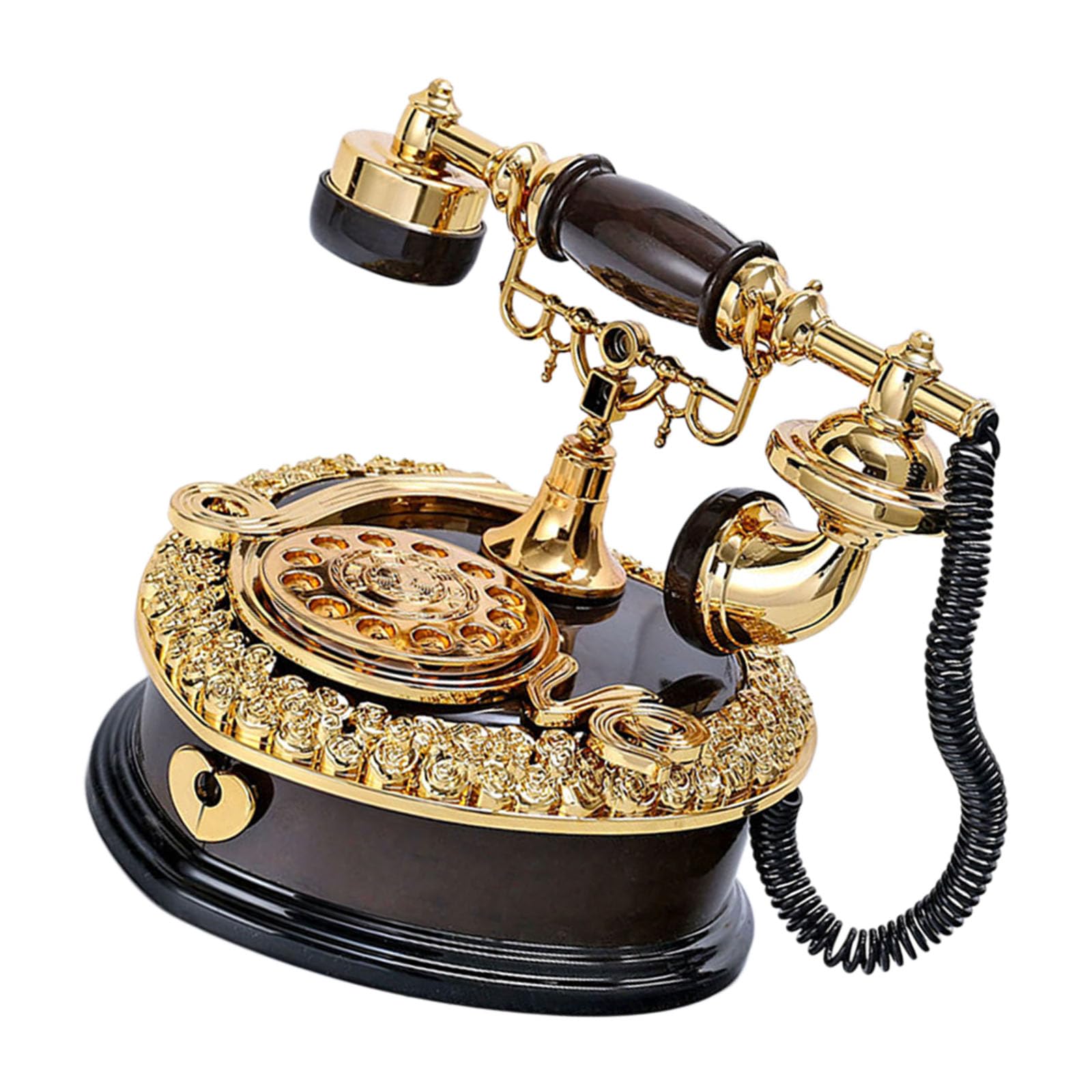 Piceioep Classical Antique Telephone Model Music Box with Rotary Dials Mechanism Landline Phone Musical Ornament Birthday Gift Musical Home Decoration