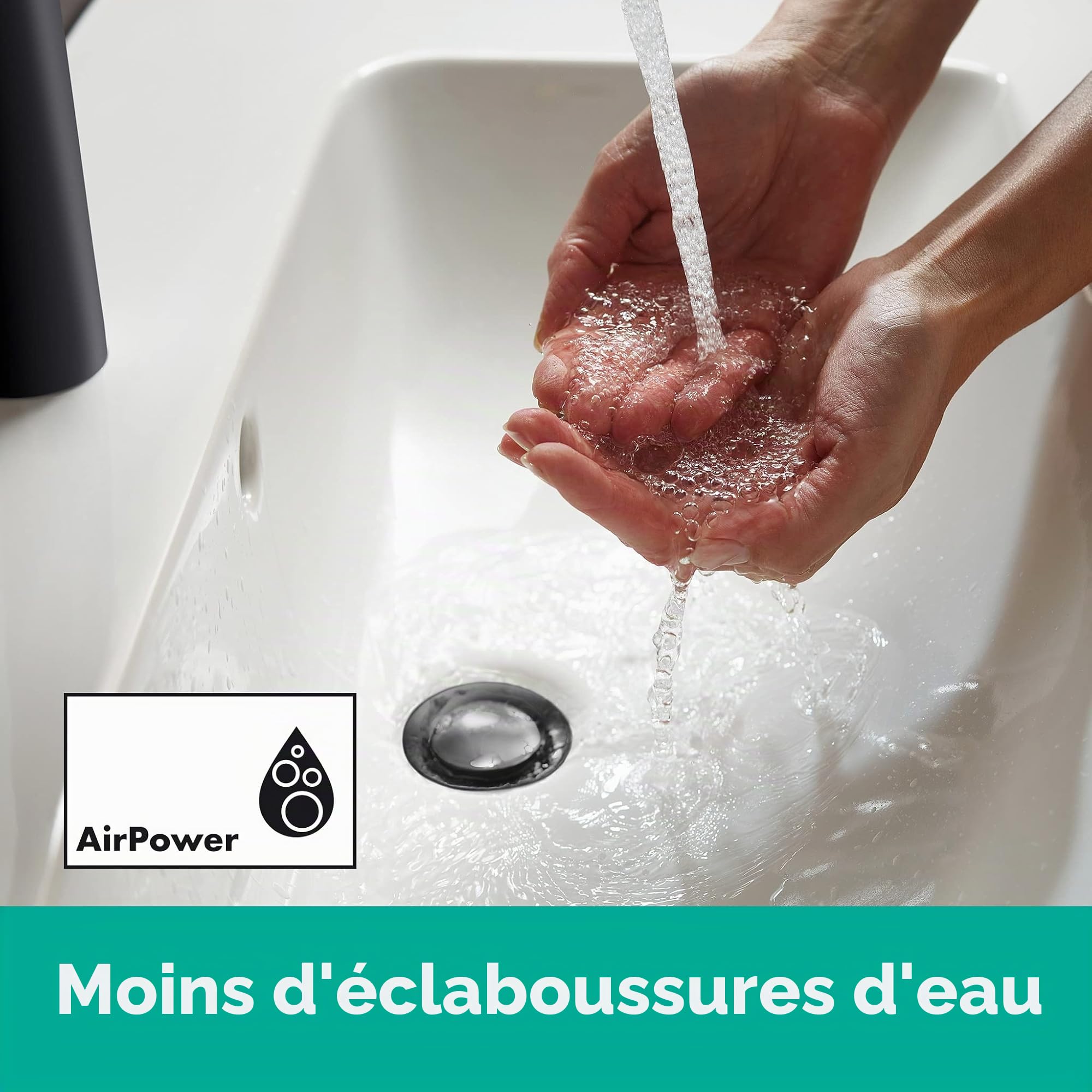 hansgrohe Vernis Blend - Mitigeur de lavabo sans tirette ni vidage, Robinet de salle de bain avec hauteur sous bec 190 mm, économie d'eau (EcoSmart), Noir mat, 71582670