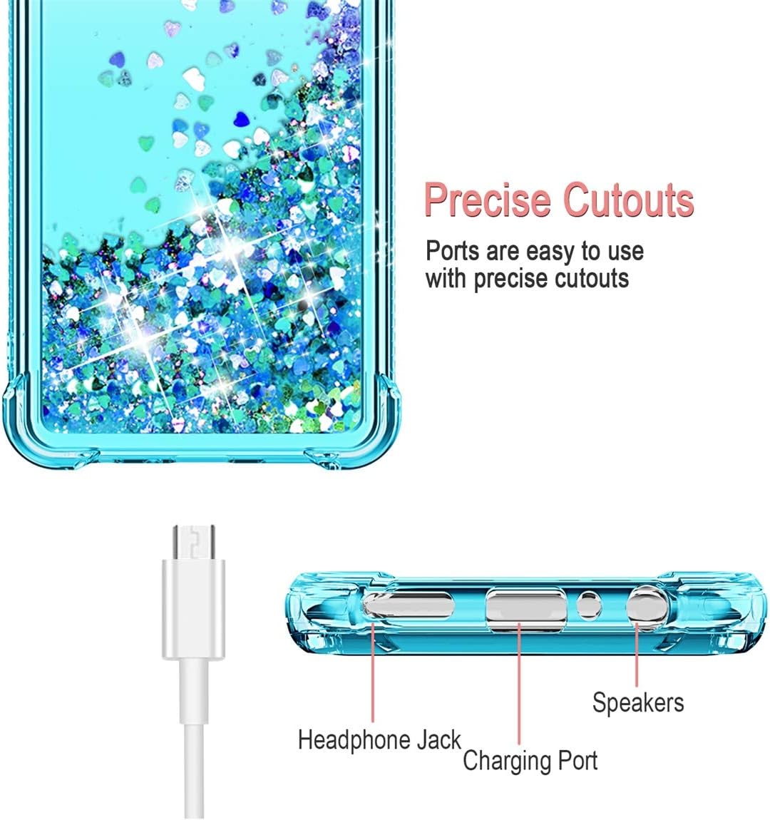 Tmacker Samsung Galaxy A21 Case(Not Fit A21S),Galaxy A21 Phone Case w/ Soft HD Screen Protector,TPU Glitter Quicksand Shockproof Protective Phone Cover for Girls Women-Teal