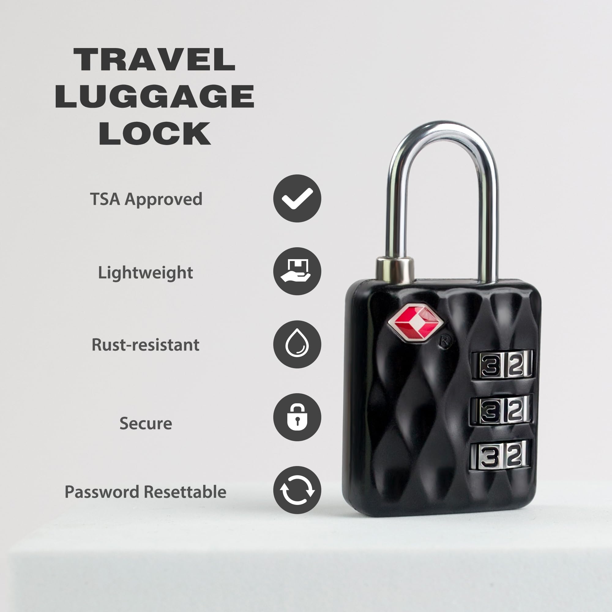 UP Security TSA Locks for Luggage Combination Lock for Locker 3 Digit Padlock Combination, Combo Small Padlock - Image 4