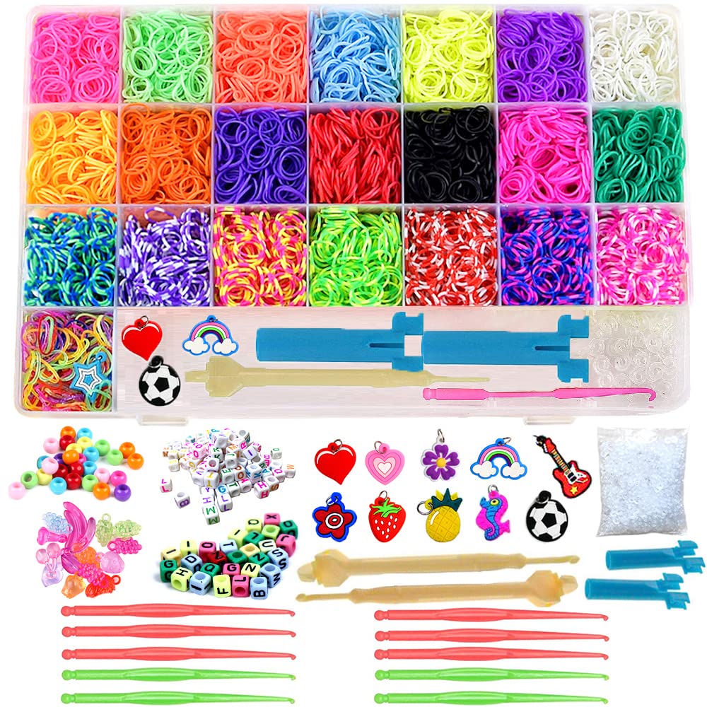 Loom Bands Kit, Bst4U 6800 Rubber Loom Bands Refill Set with 22 Colors, 208 Accessories, for Girls Charms Birthday Craft Kits for Kids Friendship