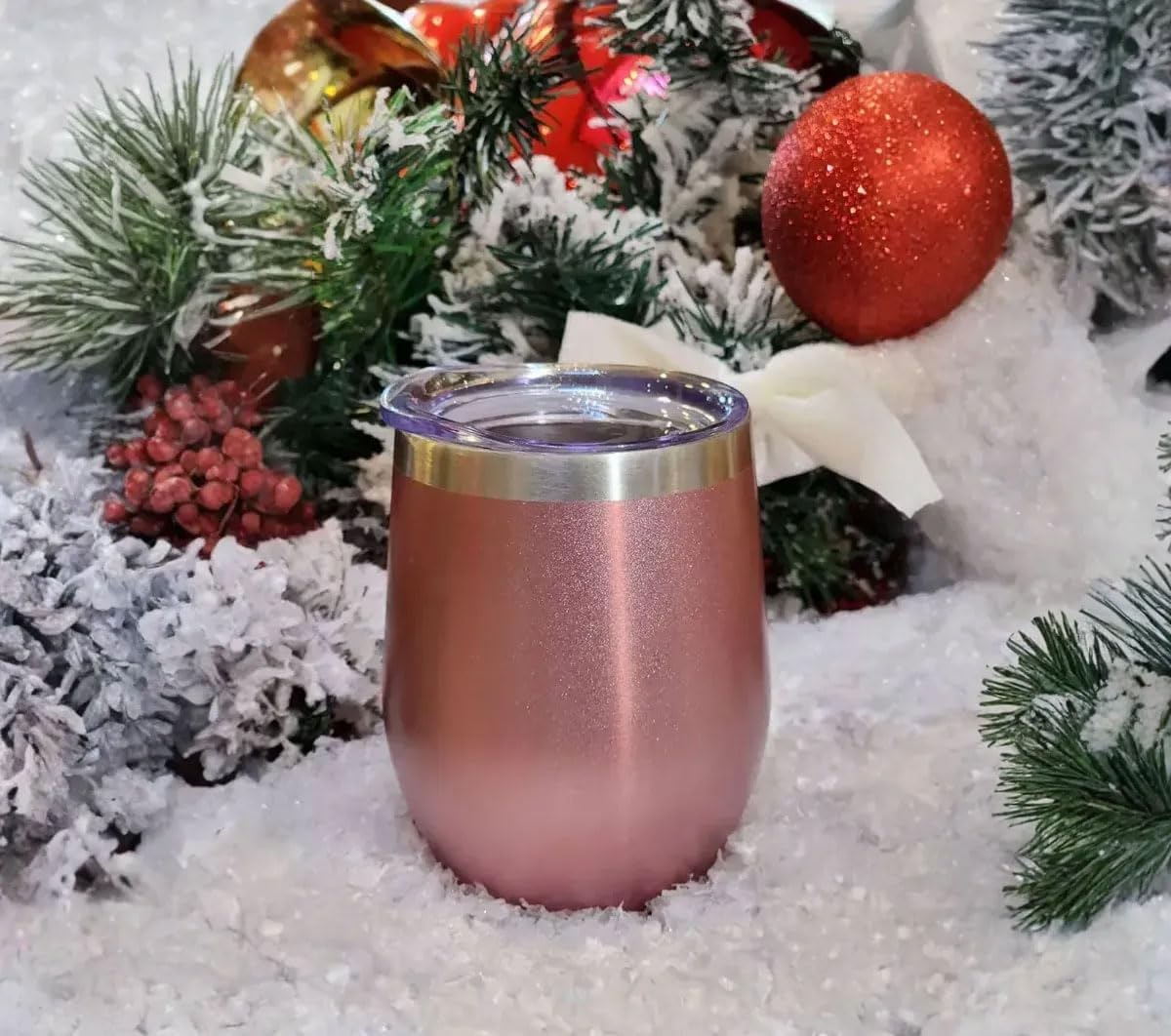 CHILLOUT LIFE 12 oz Stainless Steel Wine Tumblers 4 Pack - Double Wall Vacuum Insulated Wine Glasses Cups with Lids and Straws Set Keeping Cold & Hot for Coffee, Beer, Ice Cream - Rose Gold - Image 5