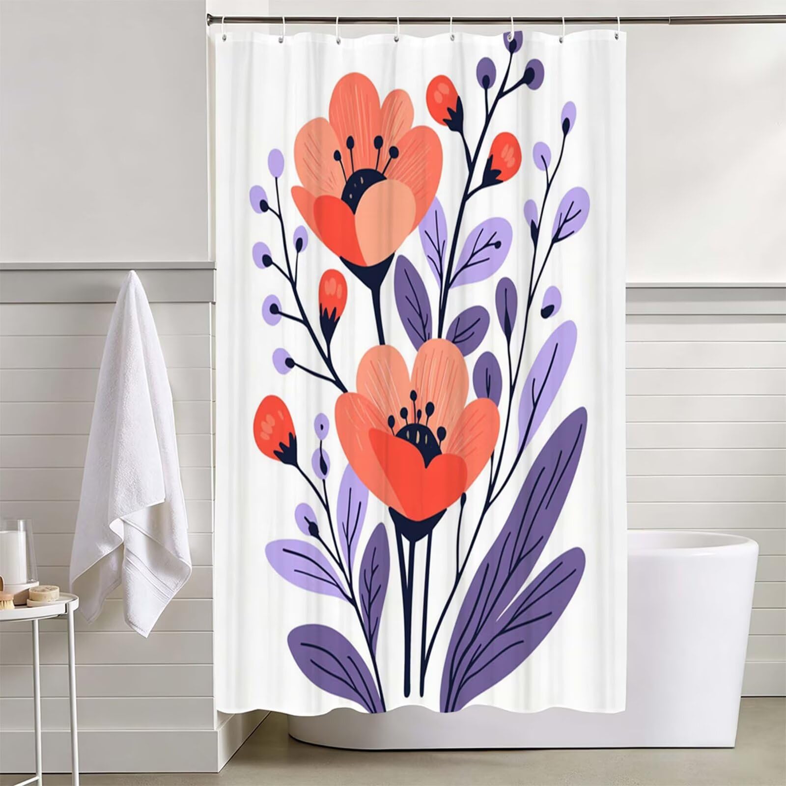 Lila Duschvorhang, 160x200cm Duschvorhang Badewanne L-62
