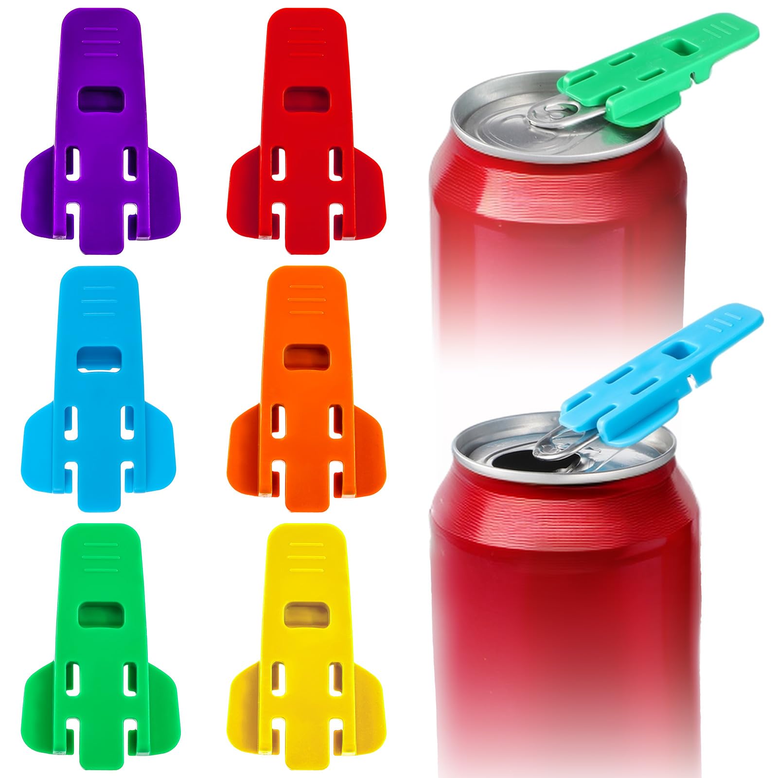 Lot De 6 Ouvre-Canettes Colorés Avec Couvercle De Protection - Réutilisables Pour Canettes De Soda Ou Bière - 12