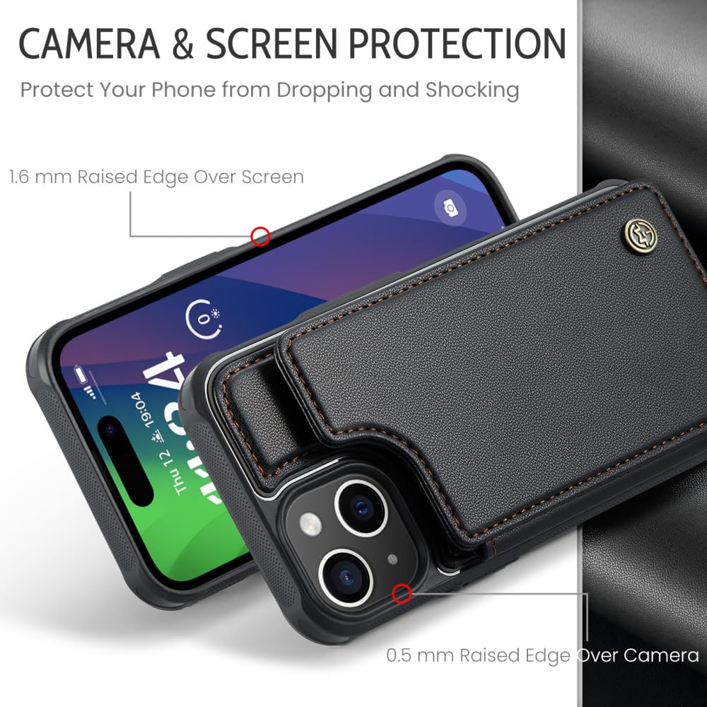 Coque Portefeuille Antichoc Pour IPhone 11 à 15 Pro Max - Cuir PU - Avec Pochette Cartes - Neuf