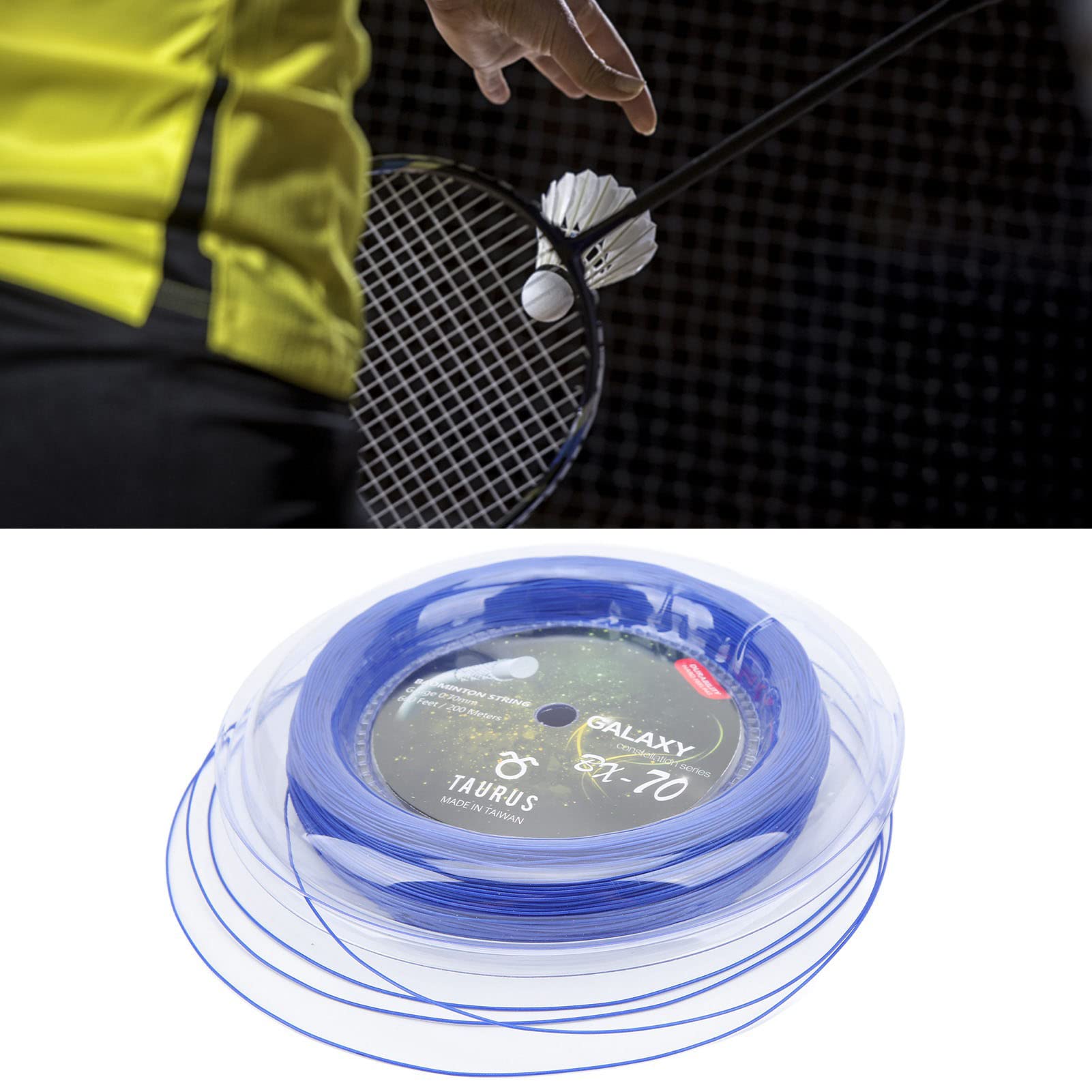 Buachois Corda per Racchetta da Badminton, Corda da Badminton Elastica Alta 200 M Linea da Badminton per Durata 0,7 Mm per Racchette da Badminton Volani