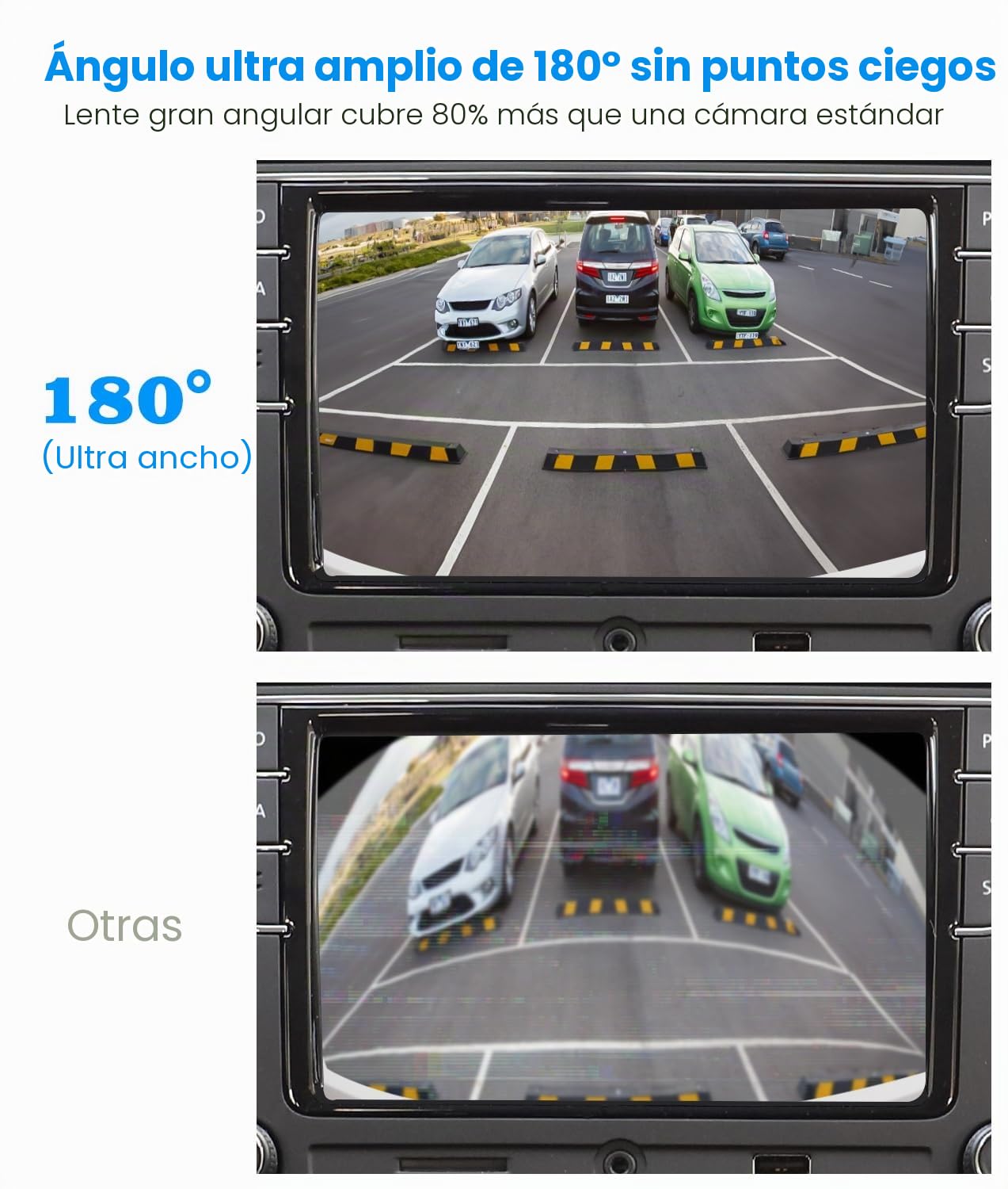 AUTO-VOX Cámara de Visión Trasera: Cambio de un Toque Entre Seis Sistemas, Gran Angular de 180°, Sin Efecto Ojo de Pez, Certificación OEM, Image 1080P, Impermeable IP69K Para Sedanes, SUV y Camionetas