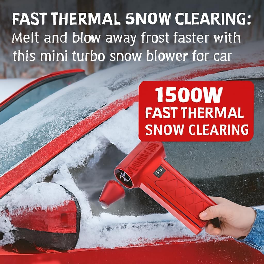 Mini Turbo Snow Blower for Car – 2026 Upgrade LED Electric Snow Removal Tool with 3-Speed Adjustable Modes, Handheld Portable Design for Winter Snow & Dust Cleaning (Black)